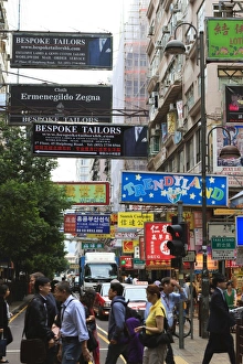Kowloon Prints: Busy street in Kowloon, Hong Kong, China, Asia