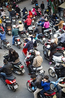 Hanoi Prints: Busy traffic in the old quarter, Hanoi, Vietnam, Indochina, Southeast Asia, Asia