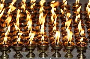 Images Dated 26th July 2007: Butter lamps, Patan, Nepal, Asia