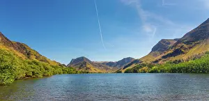 Buttermere, with the peaks Fleetwith Pike and Haystacks behind, in the Lake District, Cumbria, UK