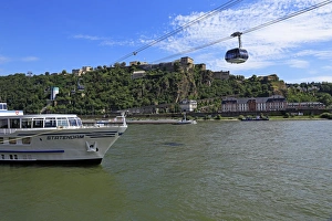 Koblenz Prints: Cable Car to Fortress Ehrenbreitstein on Rhine River, Koblenz, Rhineland-Palatinate