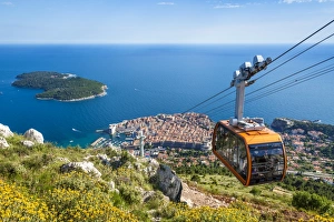 Passenger Prints: Cable car, Lokrum Island and Dubrovnik Old Town view, Dubrovnik, Dalmatian Coast