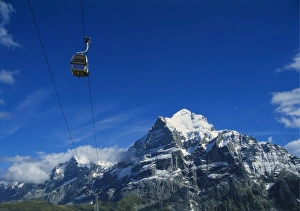 Grindelwald Prints: Cable Car and Mt Wetterhorn, Grindelwald, Bernese Oberland, Switzerland