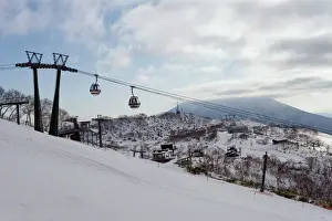 Ski Resort Prints: Cable car at Niseko ski resort, Hokkaido, Japan, Asia