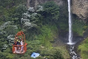 Suspension Collection: Cable car at the Rio Verde waterfall in the valley of the Pastaza River that flows from the Andes