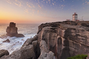 Traditionally Portuguese Prints: Cabo Carvoeiro lighthouse, Costa da Prata, Silver Coast, Peniche, Atlantic Ocean