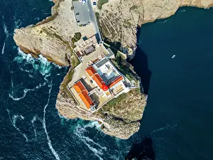 Vehicles Prints: Cabo de Sao Vicente lighthouse located on a cliff in Sagres overlooking the ocean in Algarve