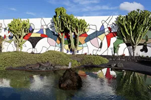 Typically Spanish Gallery: Cacti in garden, Fundacion Cesar Manrique, Taro de Tahiche, Lanzarote, Canary Islands, Spain