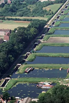 Canal Prints: Caen flight of locks on the Kennet and Avon Canal near Devizes, Wiltshire