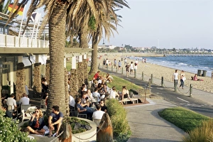 Eating And Drinking Prints: Cafe at the beach, St. Kilda, Melbourne, Victoria, Australia, Pacific