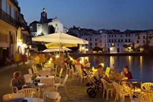 Costa Brava Prints: Cafe on harbour, Cadaques, Costa Brava, Catalonia, Spain, Mediterranean, Europe