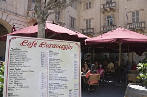 Cafe opposite the St. Johns Co-Cathedral, Valletta, Malta, Europe