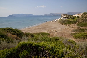 Cafe overlooking the beach, Kalamaki, Zakynthos, Ionian Islands, Greek Islands