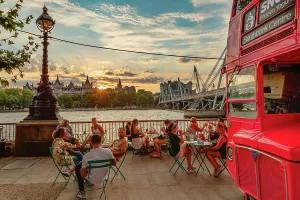 Friends Prints: Cafe at River Thames, Southbank, London, England