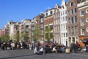 Pavement Cafes Prints: Cafe by the Singel Canal, Amsterdam, Netherlands, Europe