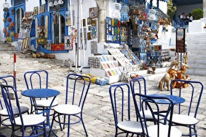 Cafe and souvenir shop, Sidi Bou Said, Tunisia, North Africa, Africa