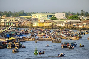 Can Tho Prints: Cai Rang floating market, Cai Rang district, Can Tho, Mekong Delta, Vietnam, Indochina