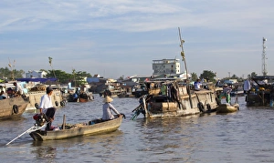 Can Tho Prints: Cai Rang floating market, Can Tho, Mekong Delta, Vietnam, Indochina, Southeast Asia, Asia