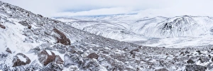 Wide Angle View Prints: CairnGorm Mountain covered in snow in winter, Cairngorms National Park, Scotland
