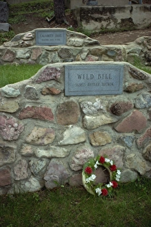 Tomb Stones Prints: Calamity Jane and Wild Bill Hickoks graves in cemetery, Deadwood, South Dakota
