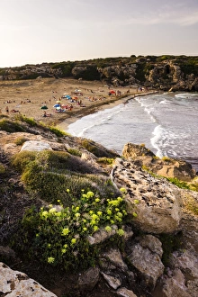 Calamosche Beach at sunset, near Noto, Vendicari Nature Reserve, South East Sicily, Italy, Mediterranean, Europe