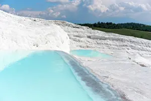 Health Prints: Calcium carbonate travertines with turquoise water in Pamukkale