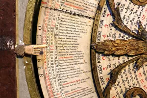 14th Century Gallery: Calendar, astronomical clock of St. John, Lyon Cathedral, Lyon, France, Europe