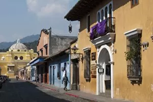 Calle de Santa Catalina and on background La Merced church, Antigua, UNESCO World Heritage Site