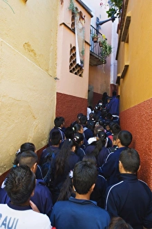 View From Behind Prints: Callejon de Beso (Alley of the Kiss), Guanajuato, Guanajuato state, Mexico, North America