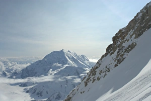 Images Dated 25th June 2009: Camp at 14000 ft, looking out at Mount Foraker and Mount Crosson, Denali National Park