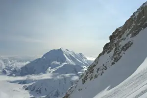 Tough Prints: Camp at 14000 ft, looking out at Mount Foraker and Mount Crosson, Denali National Park