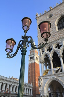 Venetian Prints: The Campanile and Doges Palace, St. Marks Square, Venice, UNESCO World Heritage Site