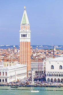 Bell Tower Prints: Campanile tower, and Palazzo Ducale (Doges Palace), St. Marks Square (Piazza San Marco)