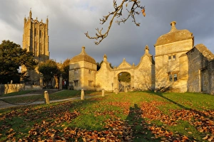 Cotswolds Prints: Campden House gatehouse and St. James Church, Chipping Campden, Cotswolds, Gloucestershire