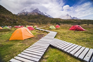 Walkway Prints: Camping in Torres del Paine National Park, Patagonia, Chile, South America