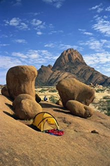Damaraland Prints: Campsite at Spitzkoppe mountains, Damaraland, Namibia, Africa