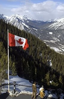 Canadian flag at the top of Sulphur Mountain, Banff National Park, UNESCO World Heritage Site