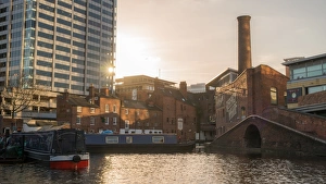 Birmingham Prints: Canal boats on the canal, Gas Street Basin
