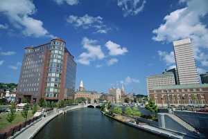 Rhode Island Prints: Canal and modern architecture of downtown Providence