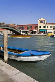 Wooden Post Gallery: Canal on Murano Island, Venice, Veneto, Italy, Europe