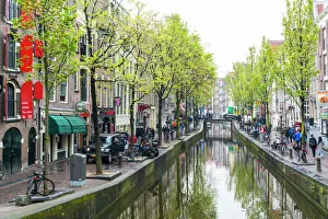 Amsterdam Prints: Canal in the Red Light District, Amsterdam, Netherlands, Europe