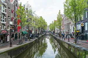 Street Light Prints: Canal in the Red Light District, Amsterdam, Netherlands, Europe
