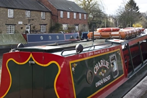 Canal Boat Prints: Canal and village Stoke Bruerne, Grand Union Canal, Northamptonshire, England