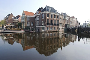 Leiden Prints: Canals at the centre of the Old Town, Leiden, Netherlands, Europe