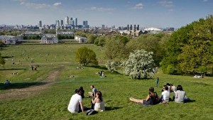 Canary Wharf and Isle of Dogs from Greenwich, London, England, United Kingdom, Europe