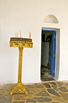 Prayer Candle Prints: Detail of candle holder in front of Saint Nicolas chapel