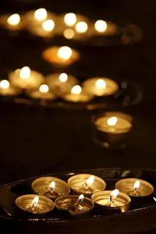 Festivals Prints: Candle offering for Wesak celebrating Buddhas birthday, awakening and Nirvana