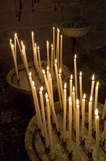 Southern France Prints: Candles in church, Southern France, Europe