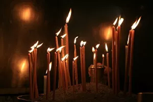 Images Dated 18th April 2006: Candles in a Greek Orthodox church, Thessaloniki, Macedonia, Greece, Europe