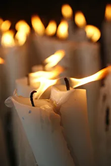 Lourdes Prints: Candles at the Lourdes shrine, Lourdes, Hautes Pyrenees, France, Europe